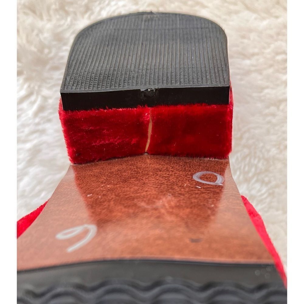 SAACHI Red Velvet Silver Embroidered Custom Made Handmade Mule Slides - Picture 15 of 15